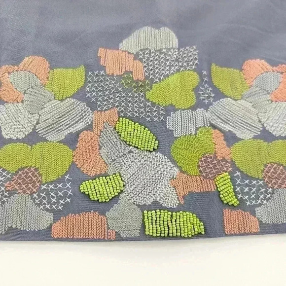 Boden Heavy Embroidered Skirt Size 8P Gray And Green Knee Length - Picture 4 of 9